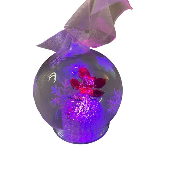 Handblown Glass Globe Ornament LED ChangingColor or Solid Light Flower NEW BATT - Picture 8 of 15